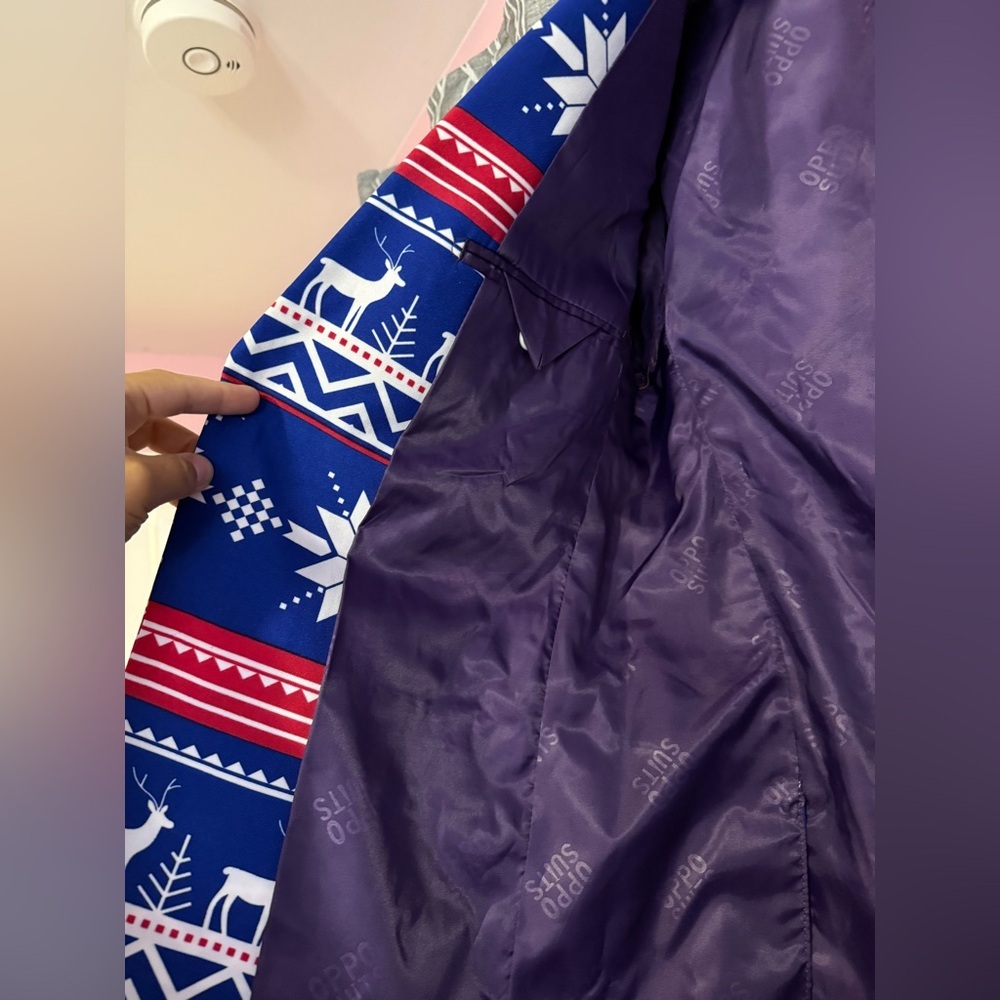 OppoSuits Blue and White Holiday Suit size 36 - Picture 3 of 11